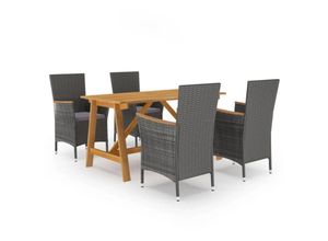 8720286336113 - vidaXL 5-tlg Garten-Essgruppe Grau