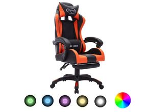 8720286224779 - Bonnevie - Gaming-Stuhl mit rgb LED-Leuchten Orange und Schwarz Kunstleder vidaXL968618