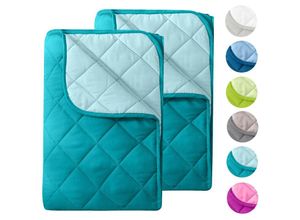 4251474127717 - WOMETO 2 Stück Microfaser Sommer Steppbett im Wende-Design 135x200 – OekoTex türkis und helltürkis kochfest 95° Leichtsteppbett für Camping und heiße