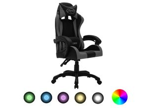 8720286224656 - Bonnevie - Gaming-Stuhl mit rgb LED-Leuchten Grau und Schwarz Kunstleder vidaXL324069