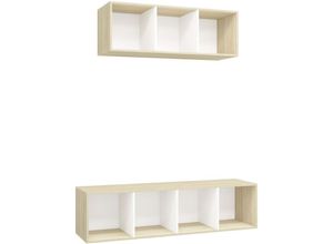 8720286590980 - Bonnevie - 2-tlg TV-Schrank-SetTV-MöbelTV-Möbel Weiß Sonoma-Eiche Holzwerkstoff vidaXL