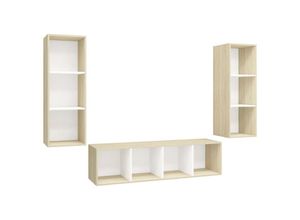 8720286590539 - Bonnevie - 3-tlg TV-Schrank-SetTV-MöbelTV-Möbel Weiß Sonoma-Eiche Holzwerkstoff vidaXL