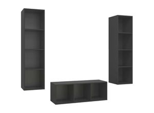 8720286590591 - 3-tlg TV-Schrank-SetTV-MöbelTV-Möbel Grau Holzwerkstoff vidaXL