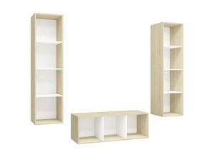 8720286590621 - Bonnevie - 3-tlg TV-Schrank-SetTV-MöbelTV-Möbel Weiß Sonoma-Eiche Holzwerkstoff vidaXL