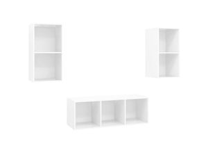 8720286590454 - Bonnevie - 3-tlg TV-Schrank-SetTV-MöbelTV-Möbel Hochglanz-Weiß Holzwerkstoff vidaXL