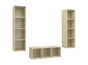 8720286590607 - 3-tlg TV-Schrank-SetTV-MöbelTV-Möbel Sonoma-Eiche Holzwerkstoff vidaXL