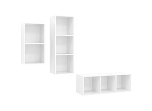 8720286590362 - Bonnevie - 3-tlg TV-Schrank-SetTV-MöbelTV-Möbel Hochglanz-Weiß Holzwerkstoff vidaXL