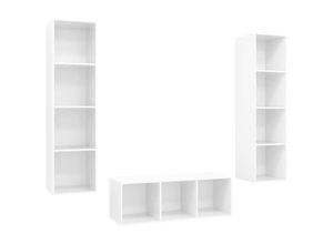 8720286590638 - Bonnevie - 3-tlg TV-Schrank-SetTV-MöbelTV-Möbel Hochglanz-Weiß Holzwerkstoff vidaXL