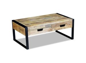 8718475993858 - Bonnevie - Couchtische Kaffeetisch mit 2 Schubladen Mangoholz Massiv 100x60x40 cm vidaXL