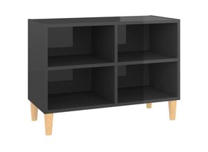 8720286357408 - Bonnevie - TV-SchrankTV-Möbel mit Massivholz-Beinen Hochglanz-Grau 695x30x50 cm vidaXL