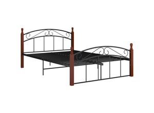 8720286196618 - Bonnevie - BettgestellSchlafzimmerbett Schwarz Metall und Massivholz Eiche 140x200 cm vidaXL