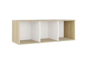 8720286354476 - Bonnevie - TV-Schrank Weiß und Sonoma-Eiche 107x35x37 cm Holzwerkstoff vidaXL188202