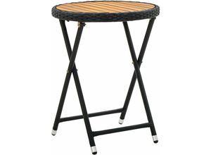 8720286491874 - Bonnevie - BeistelltischKaffeetisch Schwarz 60 cm Poly Rattan und Massivholz Akazie vidaXL