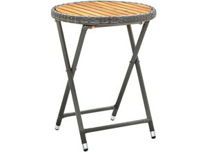 8720286491881 - Bonnevie - BeistelltischKaffeetisch Grau 60 cm Poly Rattan und Akazie Massivholz vidaXL