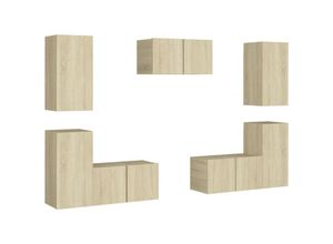 8720286572795 - Bonnevie - 7-tlg TV-Schrank-SetTV-Möbel Sonoma-Eiche Holzwerkstoff vidaXL