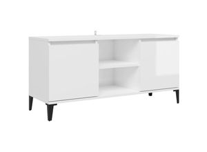 8720286357835 - Bonnevie - TV-SchrankTV-Möbel mit Metallbeinen Hochglanz-Weiß 1035x35x50 cm vidaXL