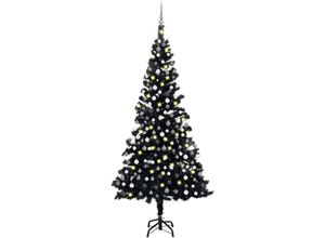 8720286497647 - Bonnevie - Künstlicher WeihnachtsbaumKunstbaum mit LEDs & Kugeln Schwarz 210 cm pvc vidaXL