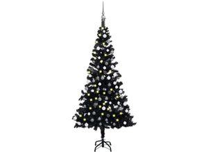 8720286497623 - Bonnevie - Künstlicher WeihnachtsbaumKunstbaum mit LEDs & Kugeln Schwarz 150 cm pvc vidaXL