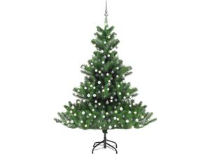 8720286498200 - Vidaxl - Künstlicher Weihnachtsbaum Nordmann led & Kugeln Grün 210 cm Grün