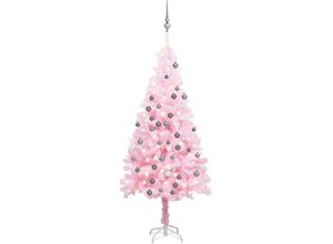 8720286497579 - Bonnevie - Künstlicher WeihnachtsbaumKunstbaum mit LEDs & Kugeln Rosa 150 cm pvc vidaXL