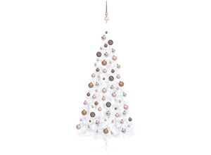 8720286496589 - Bonnevie - Künstlicher Halber WeihnachtsbaumKunstbaum mit LEDs & Kugeln Weiß 210 cm vidaXL