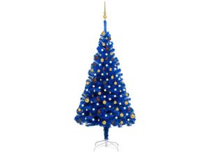 8720286495964 - Bonnevie - Künstlicher WeihnachtsbaumKunstbaum mit LEDs & Kugeln Blau 180 cm pvc vidaXL