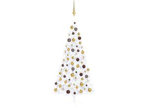 8720286495711 - Bonnevie - Künstlicher Halber WeihnachtsbaumKunstbaum mit LEDs & Kugeln Weiß 180 cm vidaXL