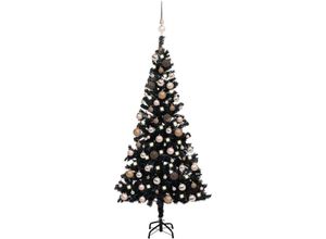 8720286496763 - Bonnevie - Künstlicher WeihnachtsbaumKunstbaum mit LEDs & Kugeln Schwarz 150 cm pvc vidaXL