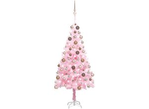 8720286496701 - Bonnevie - Künstlicher Weihnachtsbaum mit Beleuchtung & Kugeln Rosa 120cm vidaXL210305