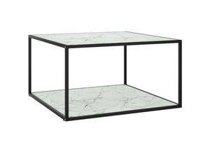 8720286058411 - Bonnevie - Couchtische Kaffeetisch Schwarz mit Weißem Glas Marmor-Optik 90x90x50 cm vidaXL