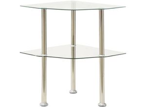 8720286057216 - Vidaxl - Beistelltisch mit 2 Ablagen Transparent 38x38x50 cm Hartglas Transparent