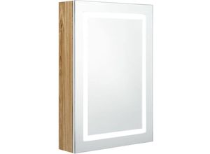 8720286332566 - Bonnevie - LED-SpiegelschrankBad Spiegelschrank fürs Bad Weiß und Eichen-Optik 50x13x70 cm vidaXL