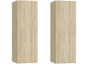 8720286352069 - Bonnevie - TV-Schränke 2 Stk TV-Möbel Sonoma-Eiche 305x30x90 cm Holzwerkstoff vidaXL