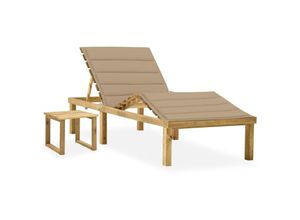 8720286302866 - Garten-Sonnenliege mit Tisch und Auflage Kiefer Imprägniert Vidaxl Beige