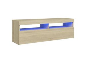 8720286217863 - Bonnevie - TV-SchrankTV-Möbel mit LED-Leuchten Sonoma-Eiche 120x35x40 cm vidaXL