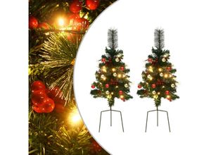 8720286446188 - Künstlicher Weihnachtsbaum mit Beleuchtung 2 Stk Outdoor 76 cm vidaXL