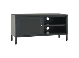 8720286564226 - Bonnevie - TV-SchrankTV-Möbel Anthrazit 90x30x44 cm Stahl und Glas vidaXL