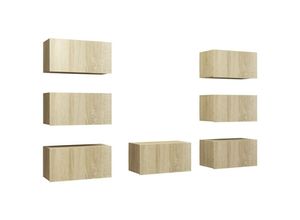 8720286573518 - Bonnevie - TV-Schränke 7 Stk TV-Möbel Sonoma-Eiche 305x30x60 cm Holzwerkstoff vidaXL