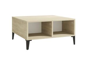 8720286358009 - Bonnevie - Couchtische Kaffeetisch Weiß und Sonoma-Eiche 60x60x30 cm Holzwerkstoff vidaXL