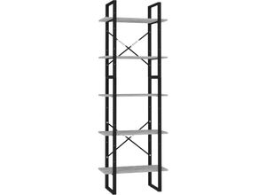 8720286649381 - Bonnevie - BücherregalStandregal 5 Fächer Betongrau 60x30x175 cm Holzwerkstoff vidaXL