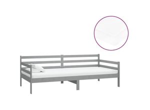 8720286693568 - Tagesbett，Gästebett mit Matratze 90x200 cm Grau Kiefer Massivholz vidaXL