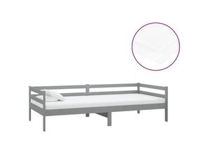 8720286693315 - TagesbettGästebett mit Matratze 90x200 cm Grau Kiefer Massivholz vidaXL