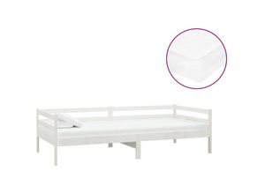 8720286693254 - Bonnevie - TagesbettGästebett mit Matratze 90x200 cm Weiß Kiefer Massivholz vidaXL