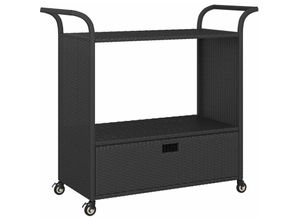 8720286638231 - Bonnevie - Barwagen mit Schublade Schwarz 100x45x97 cm Poly Rattan vidaXL176816