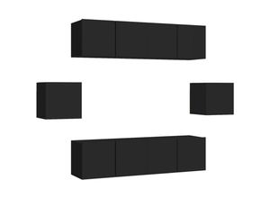 8720286570807 - Vidaxl - 6-tlg TV-Schrank-Set Schwarz Holzwerkstoff Schwarz