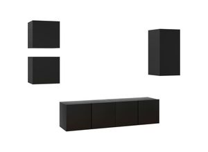 8720286570937 - Bonnevie - 5-tlg TV-Schrank-SetTV-Möbel Schwarz Holzwerkstoff vidaXL