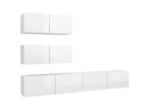 8720286576342 - Vidaxl - 4-tlg TV-Schrank-Set Hochglanz-Weiß Holzwerkstoff