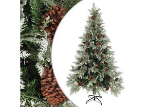 8720286767122 - Vidaxl - Weihnachtsbaum mit Zapfen Grün und Weiß 195 cm pvc & pe