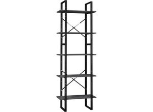 8720286649411 - Bonnevie - BücherregalStandregal 5 Fächer Grau 60x30x175 cm Massivholz Kiefer vidaXL