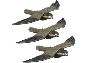 4052025252427 - Relaxdays - 3er Set Vogelschreck Falke fliegender Greifvogel als Vogelscheuche Raubvogel Attrappe Vogel lebensgroß mehrfarbig